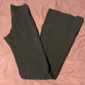forest green american eagle ribbed flared leggings